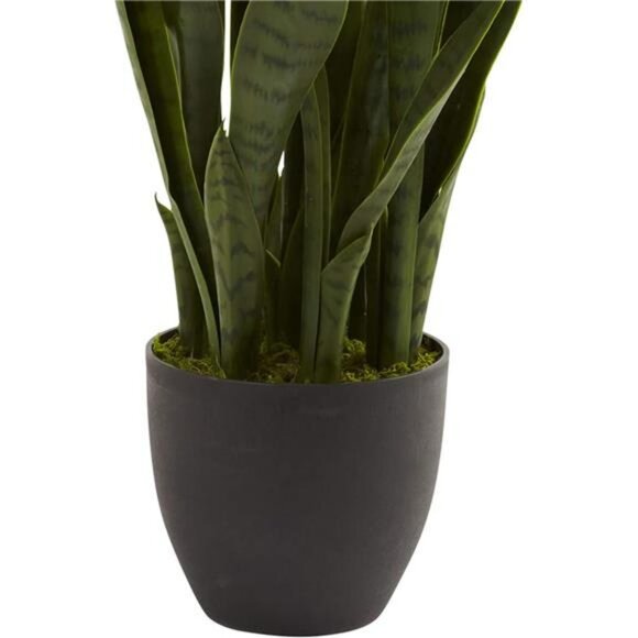 Artificial Snake Plant with Black Pot 35in Tall Faux Greenery Home Office Decor - Picture 6 of 7